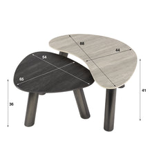 Couchtisch Twin Bio-Set aus 2 / 3D Keramik Travertin schwarz/grau