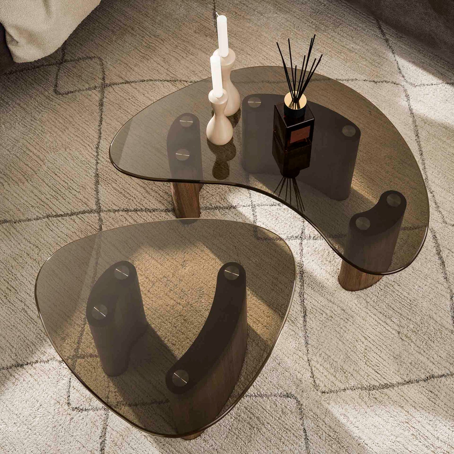 Couchtisch Tinto Bio-Set aus 2 / Bronzeglas