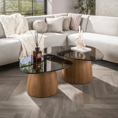 Couchtisch Tinto dreieckige Set aus 2 / Bronzeglas