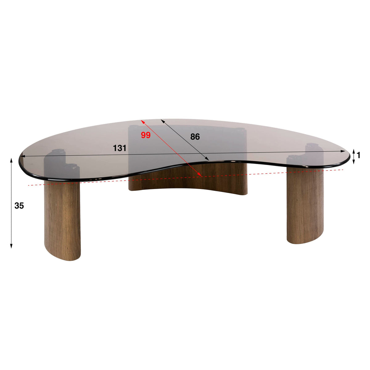 Couchtisch organisch 130 cm – Bronzeglas – Bild 5