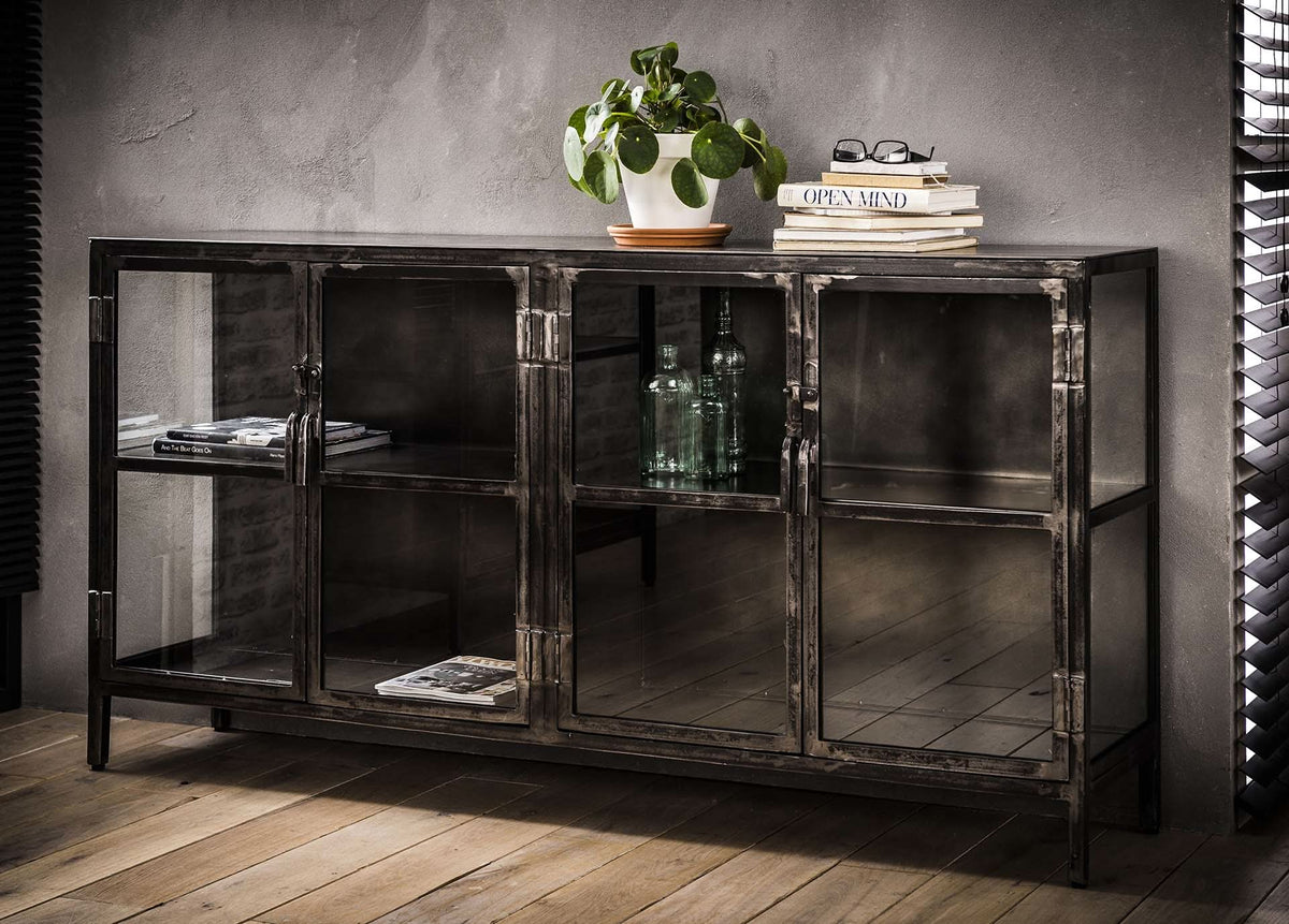 Sideboard Rift metal 4 Türen – Gun metal – Ansicht 2