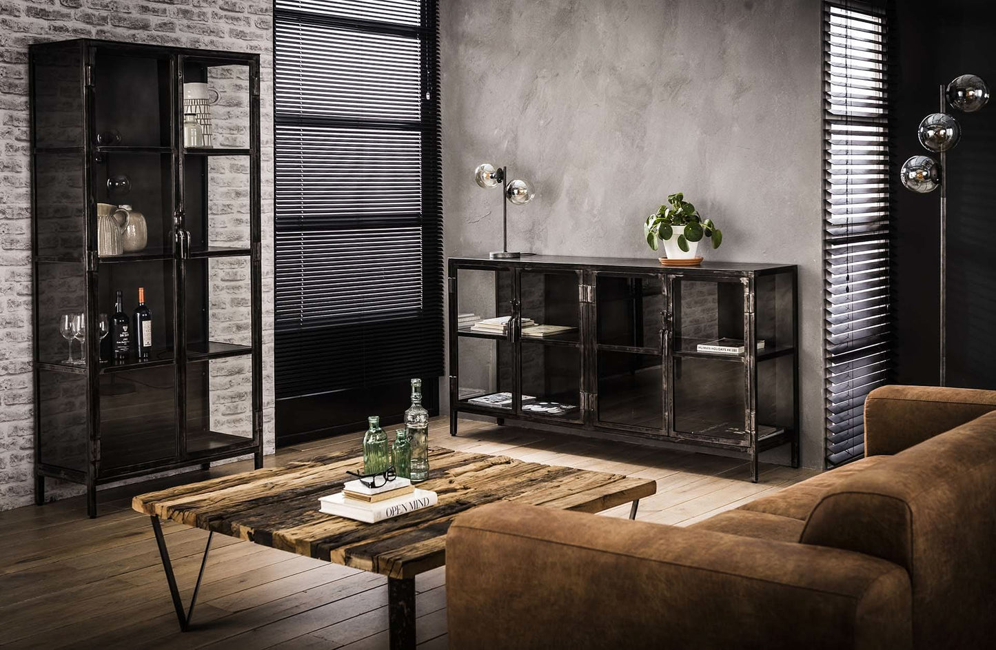 Sideboard Rift metal 4 TÇ¬ren / Gun metal