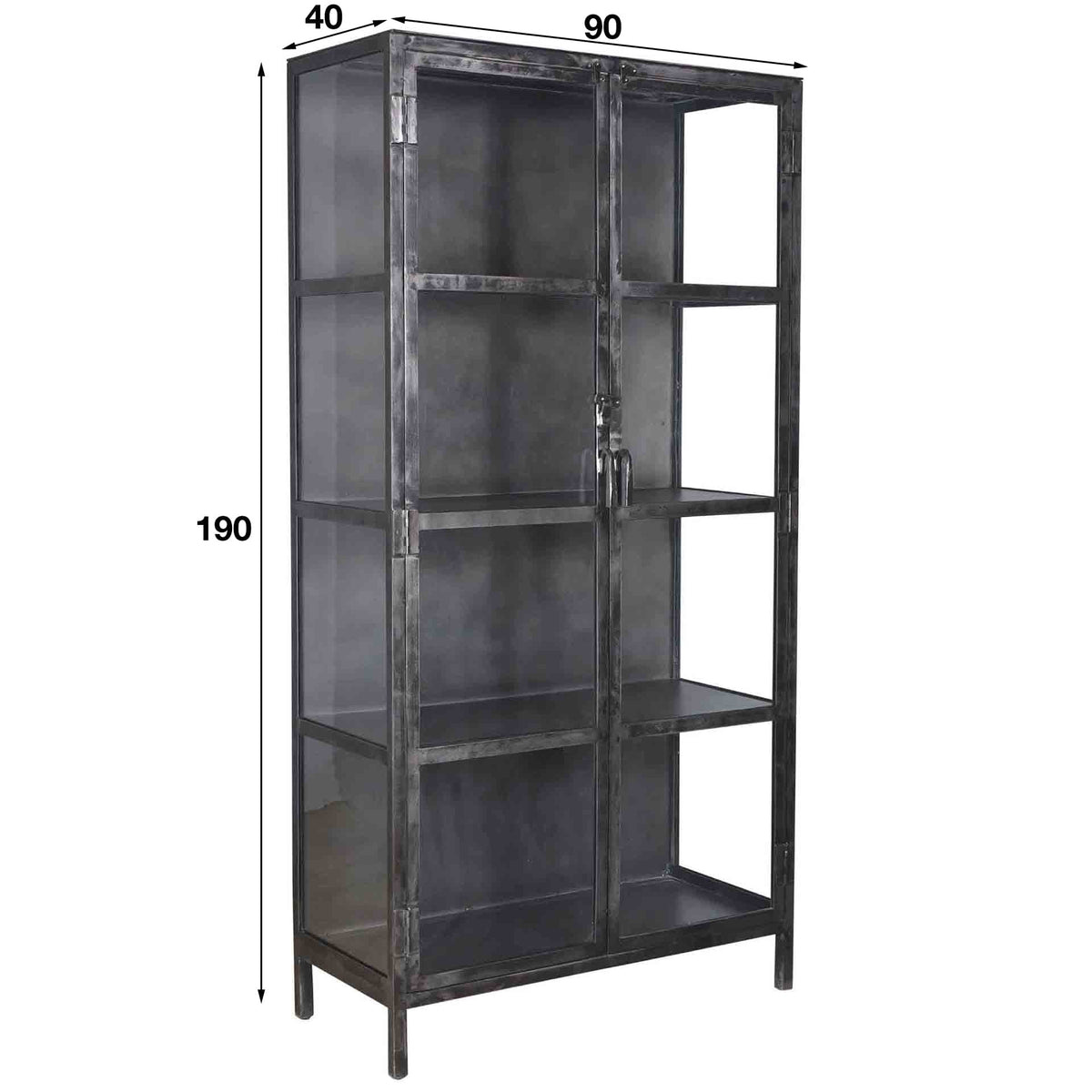 Vitrine mit 2 Glastüren – Gunmetal