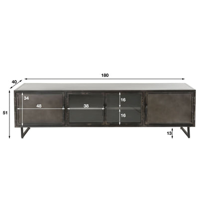 TV-Möbel mit 4 Türen, 180 cm – Gunmetal – Ansicht 5