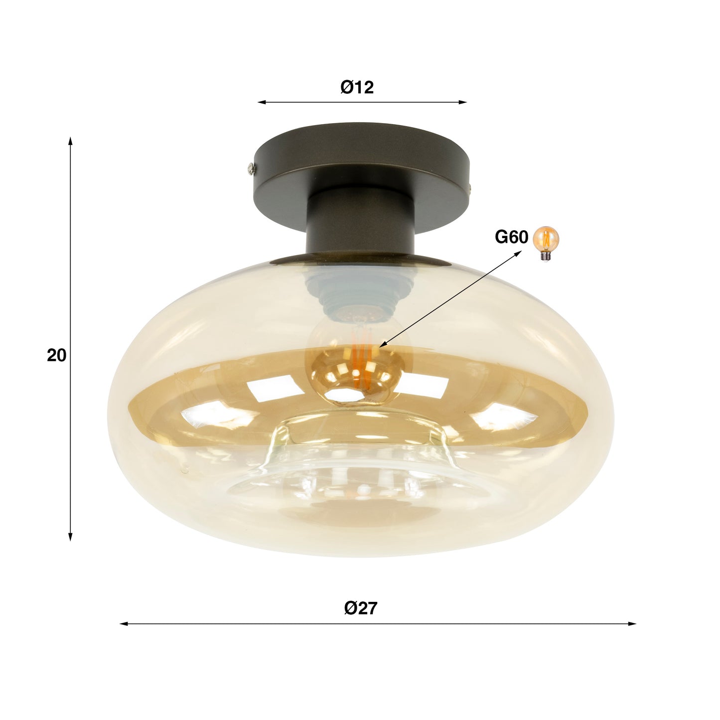 Deckenleuchte Soll 1-licht / Amber Glas