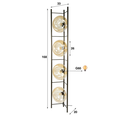 Stehleuchte Soll 4-light / Amber glass