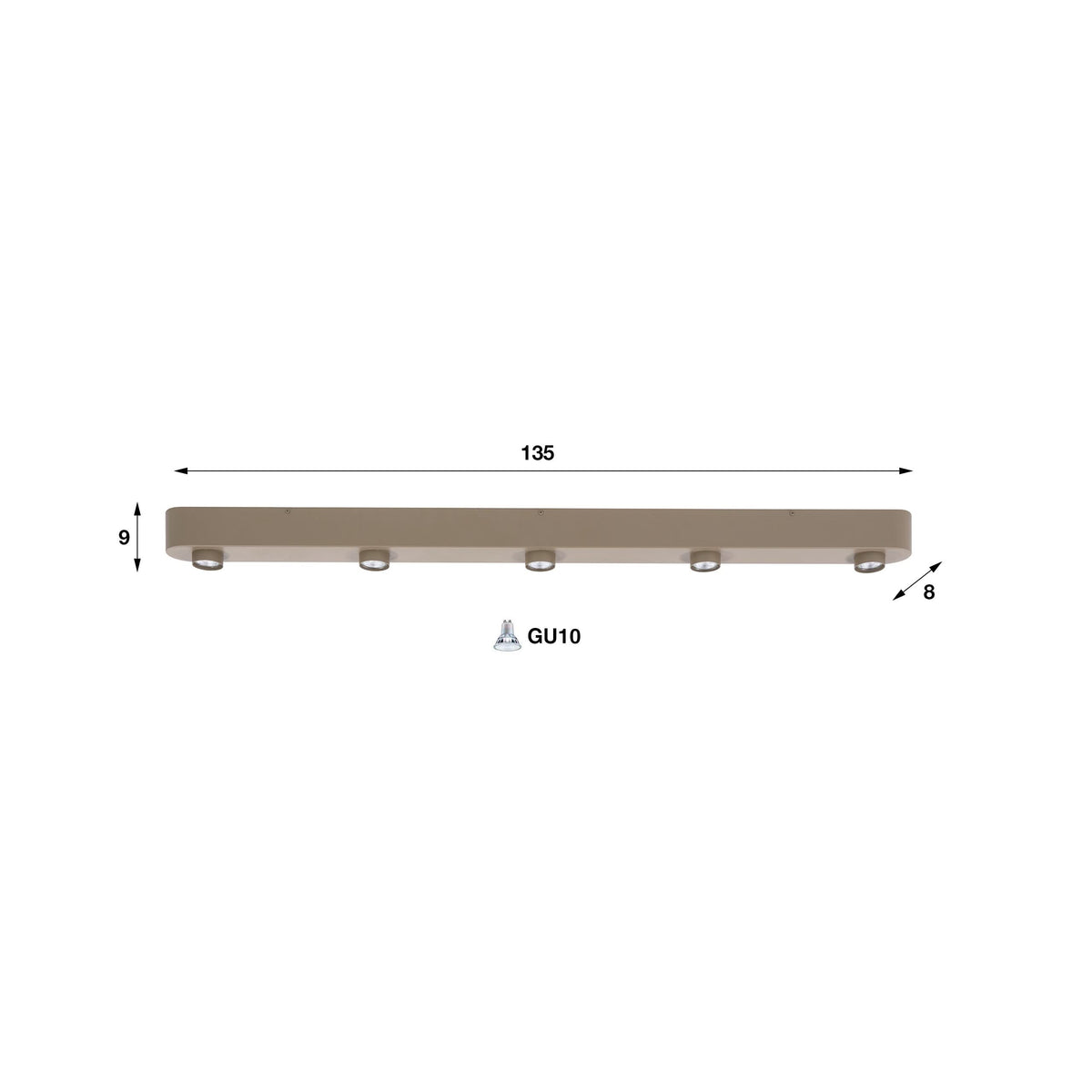 Deckenleuchte 5-flammig, 135 cm breit – Beige – Bild 3