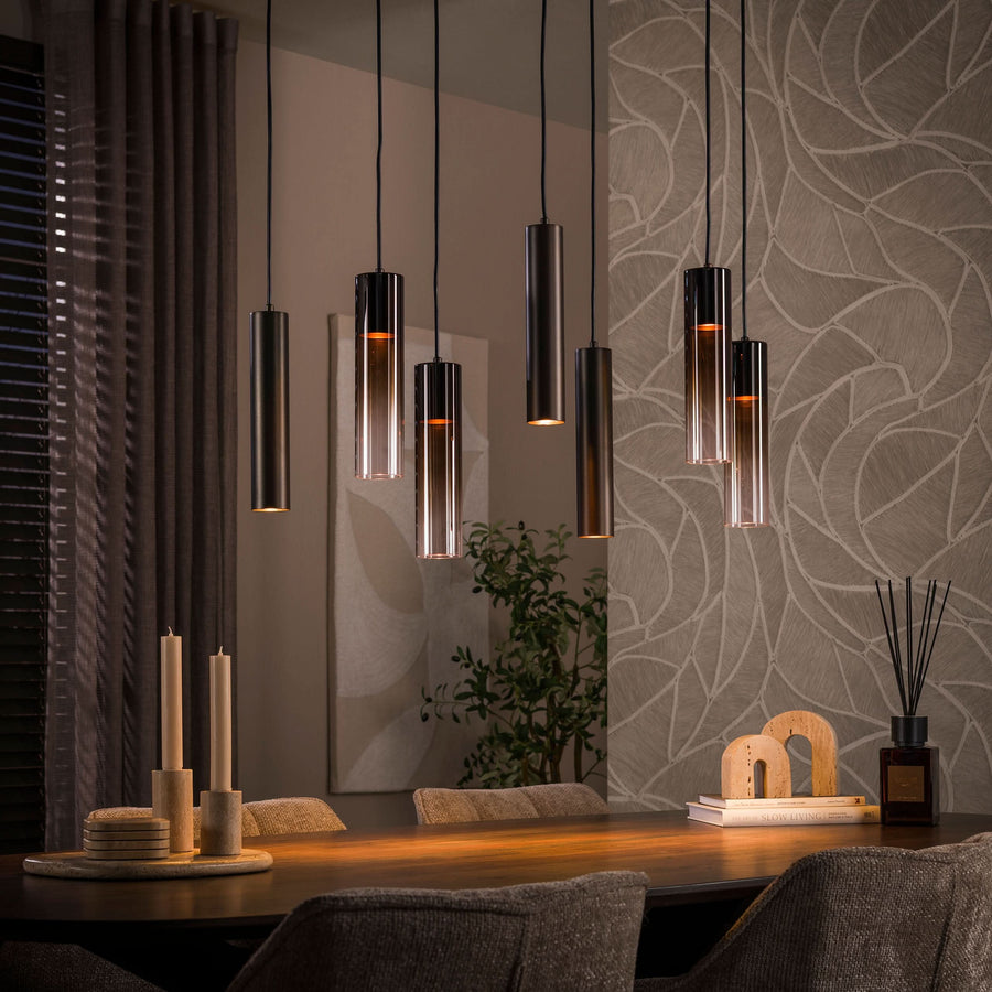 Hängelampe 7-flammig, 84 cm breit – Sienna-Braun
