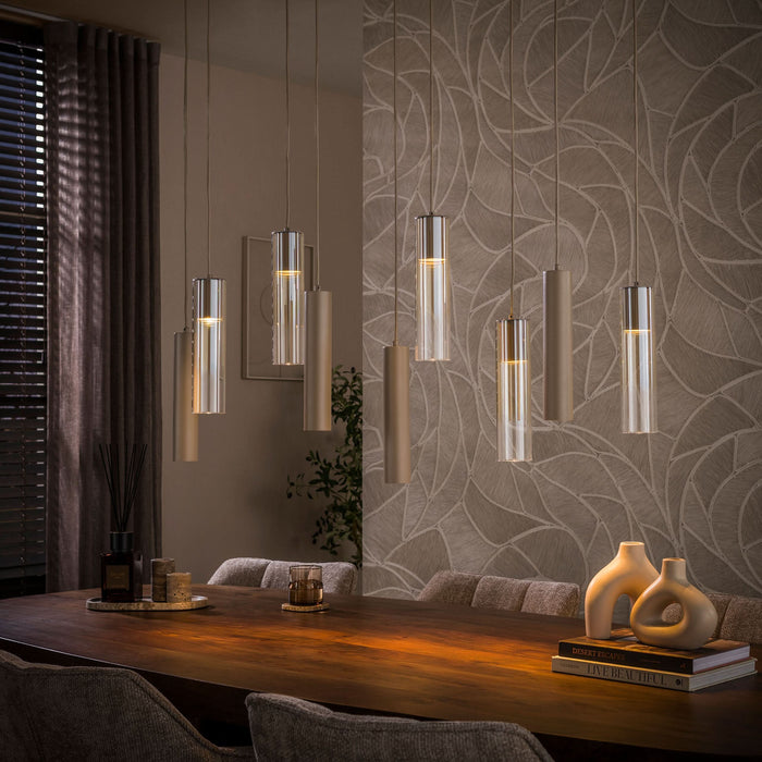 Hängelampe 9-flammig, 109 cm breit – Beige