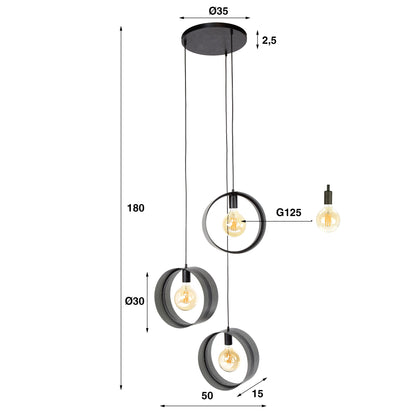 Hängelampe 3L ring perforiert