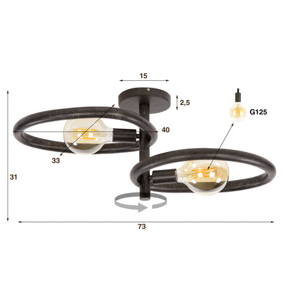 Deckenleuchte Pebble 2 light / Artic black