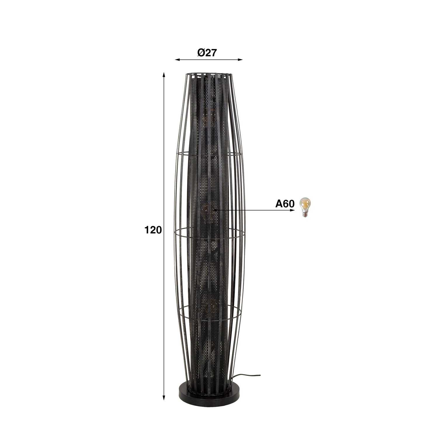Stehlampe 120 3L Zylinder mesh