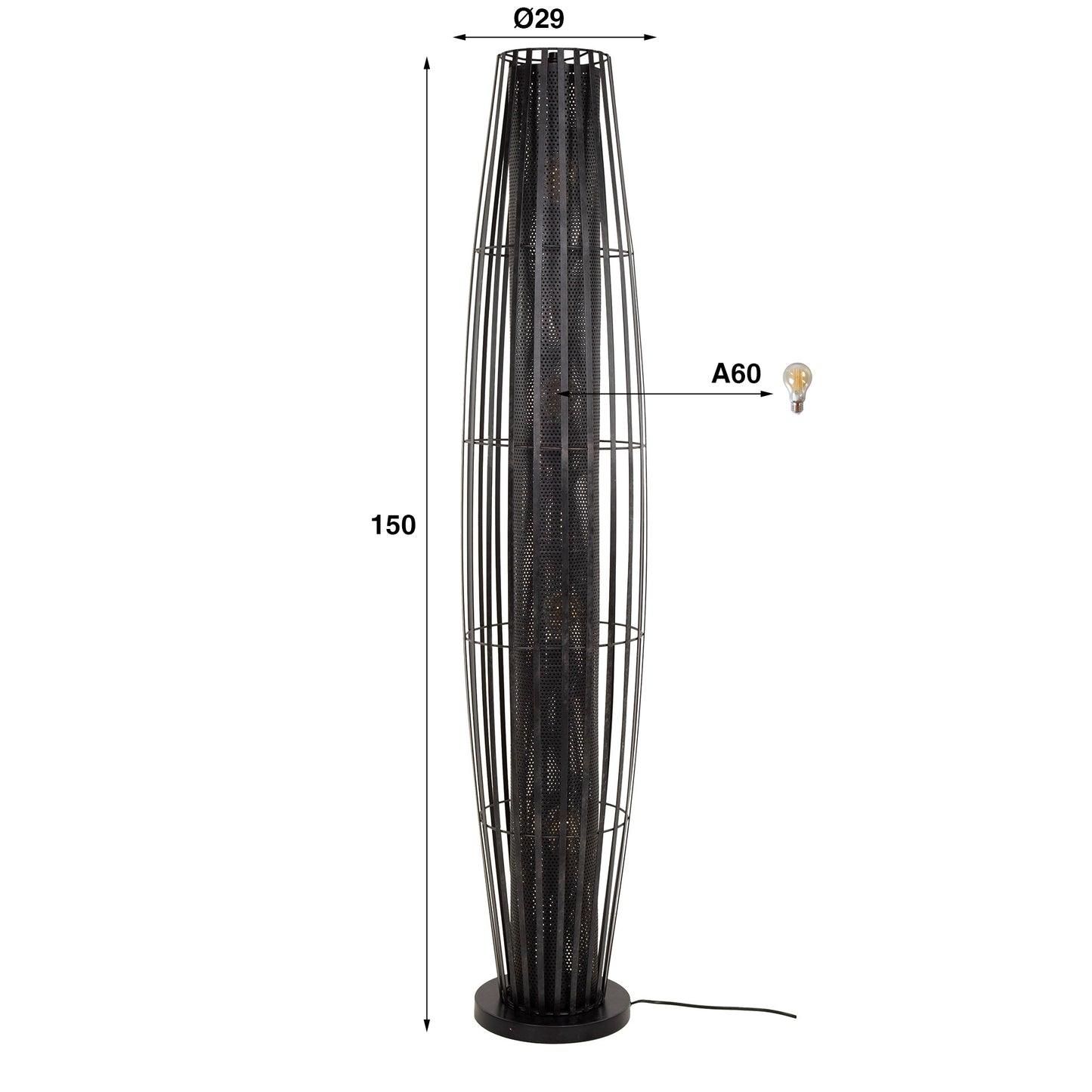 Stehlampe 150 4L Zylinder mesh