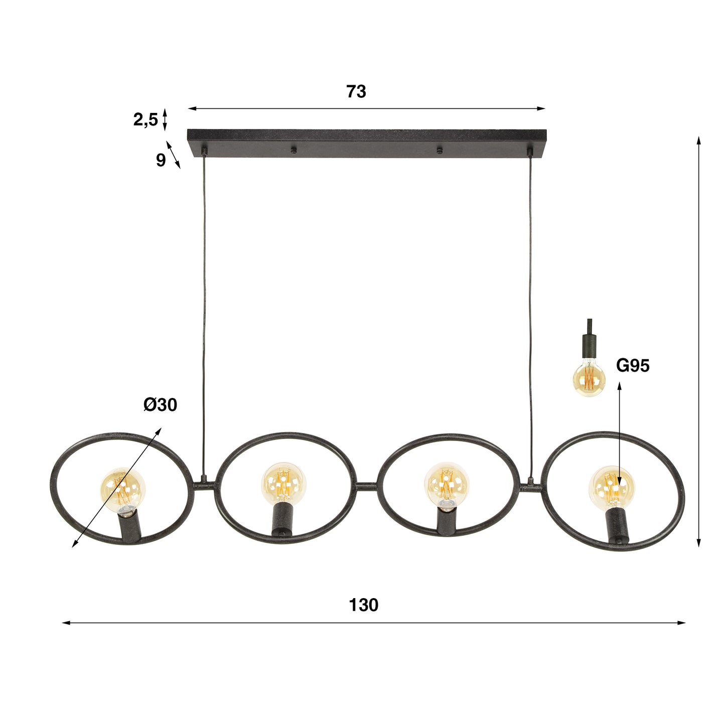 Hängeleuchte Loop 4-light / Artic black