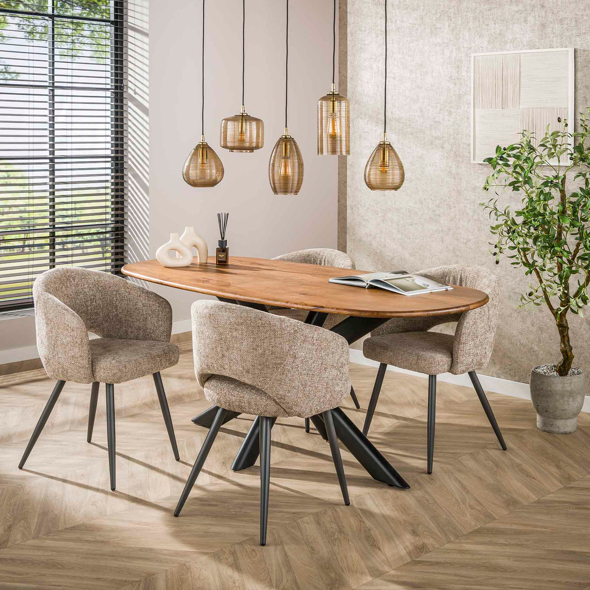 Hängeleuchte Stripe Horizontal 5-Lichter – Rauchbraunes Glas – Ansicht 3