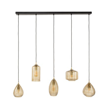 Hängeleuchte Stripe Horizontal 5-Lichter / Rauchbraunes Glas