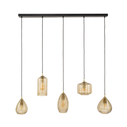 Hängeleuchte Stripe Horizontal 5-Lichter / Rauchbraunes Glas
