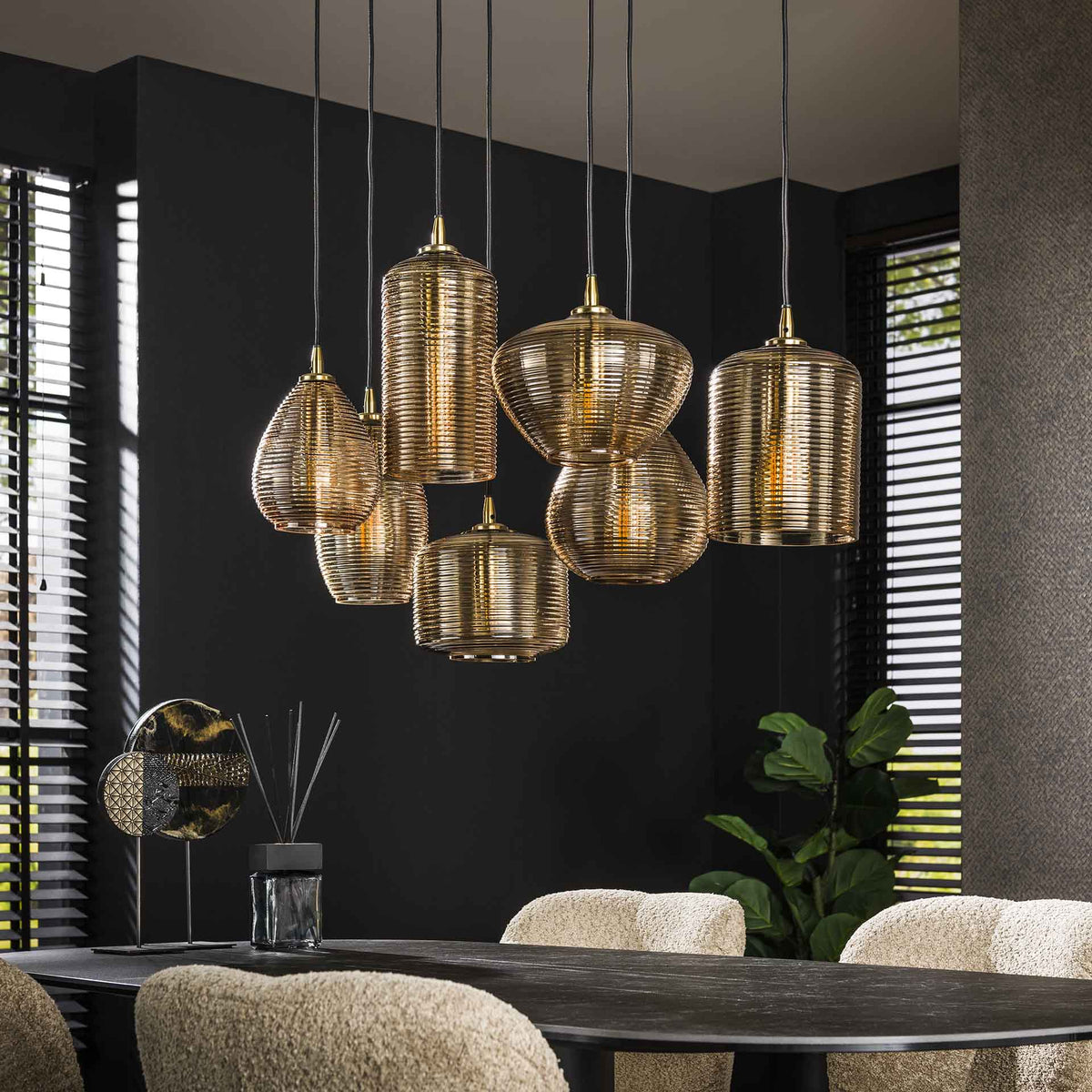Hängelampe 4+3 stripe glas horizontal – Ansicht 2