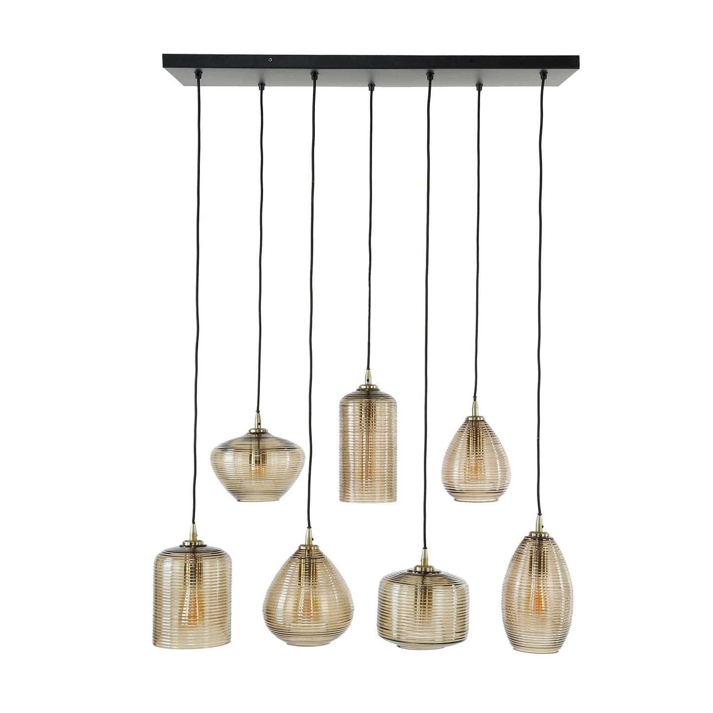 Hängelampe 4+3 stripe glas horizontal