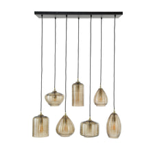 Hängelampe 4+3 stripe glas horizontal