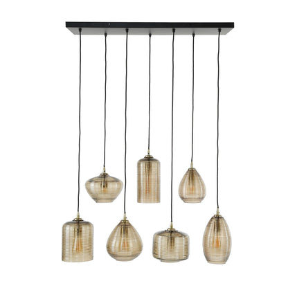 Hängelampe 4+3 stripe glas horizontal
