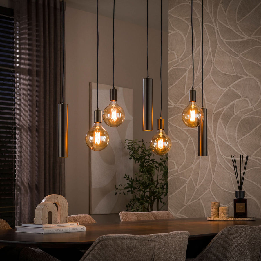 Hängelampe 7-flammig, 100 cm breit – Sienna-Braun