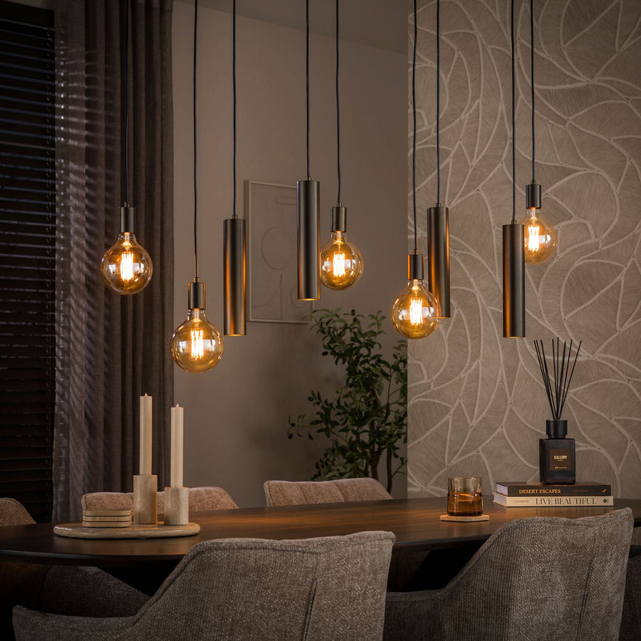 Hängelampe 9-flammig, 120 cm breit – Sienna-Braun