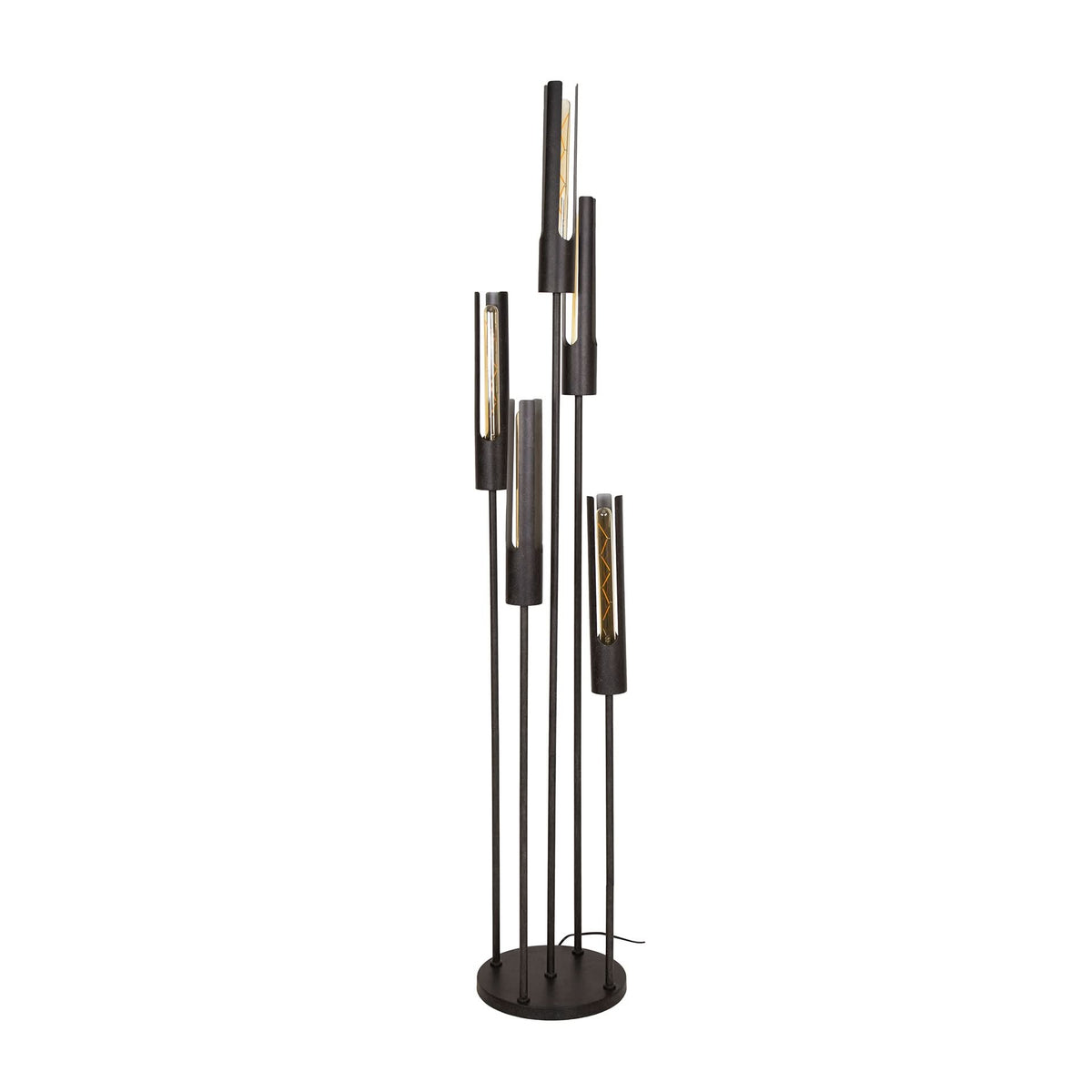 Stehlampe 5-flammig, Metall – Mattschwarz