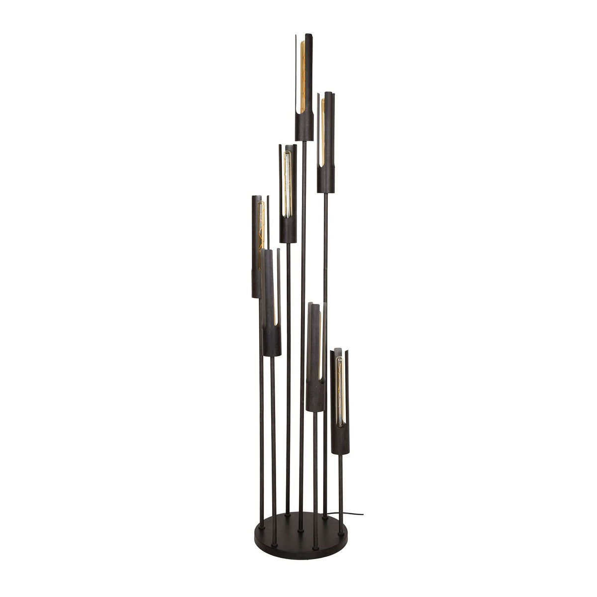 Stehlampe 7-flammig, Metall – Mattschwarz