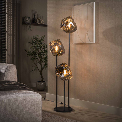 Stehlampe 3-flammig gestuft – Chromglas