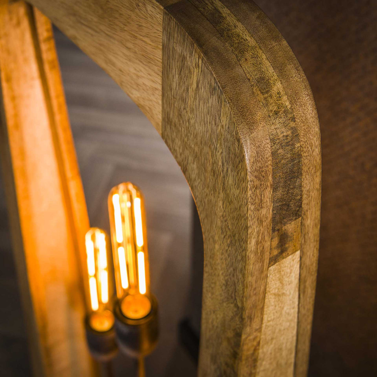 Stehlampe 3-flammig, Holz – Mangoholz massiv