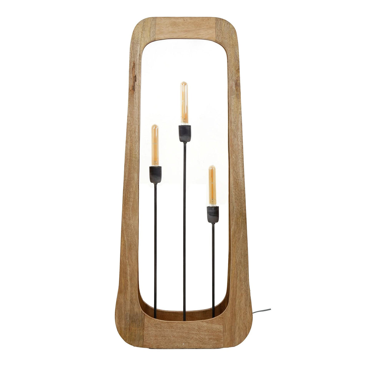 Stehlampe 3-flammig, Holz – Mangoholz massiv