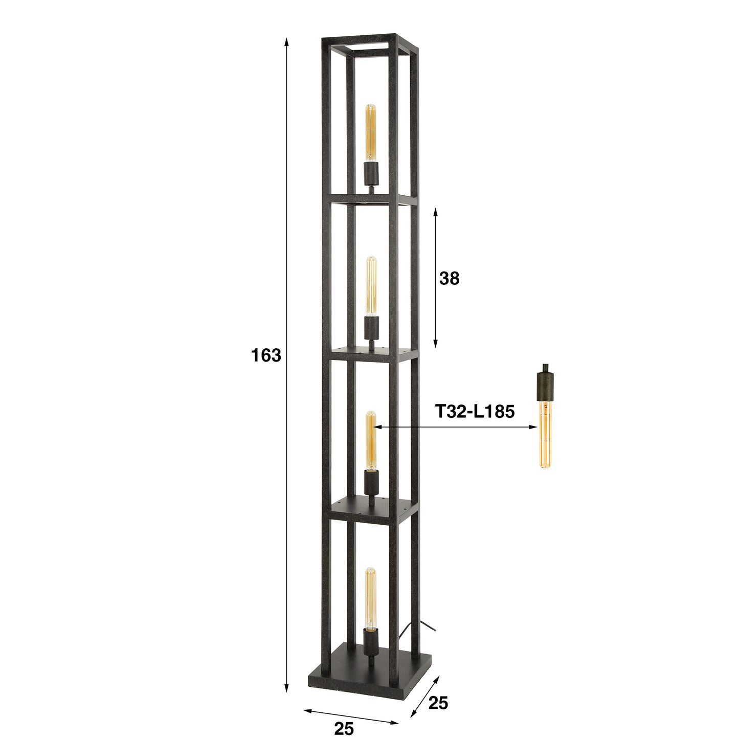 Stehleuchte Quadra 4-light / Artic schwarz