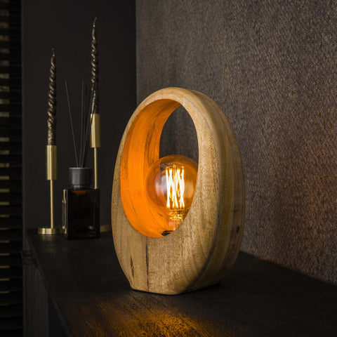 Tischlampe 1-flammig, Holz, 20 cm breit – Mangoholz massiv