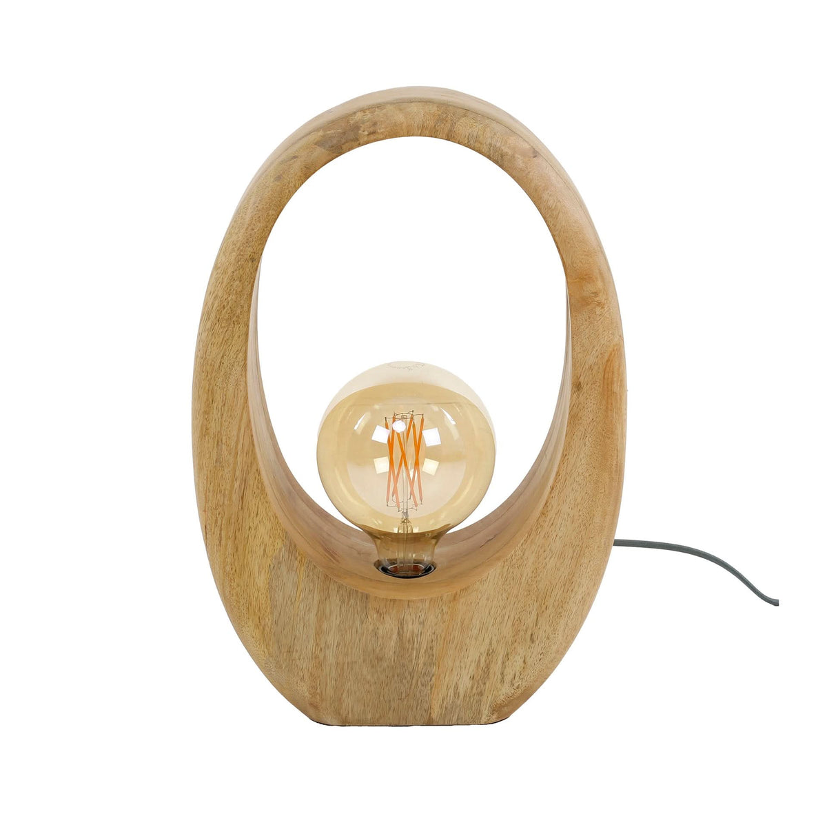 Tischlampe 1-flammig, Holz, 30 cm breit – Mangoholz massiv – Bild 5