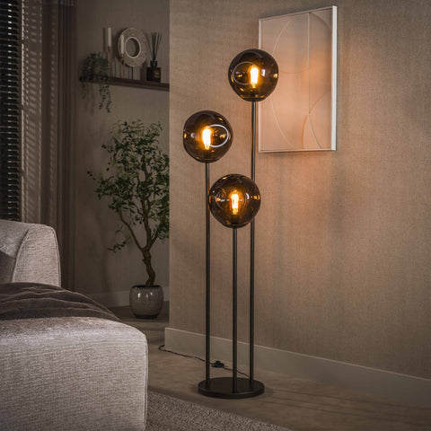 Stehlampe 3-flammig gestuft, Glas – Sienna-Braun