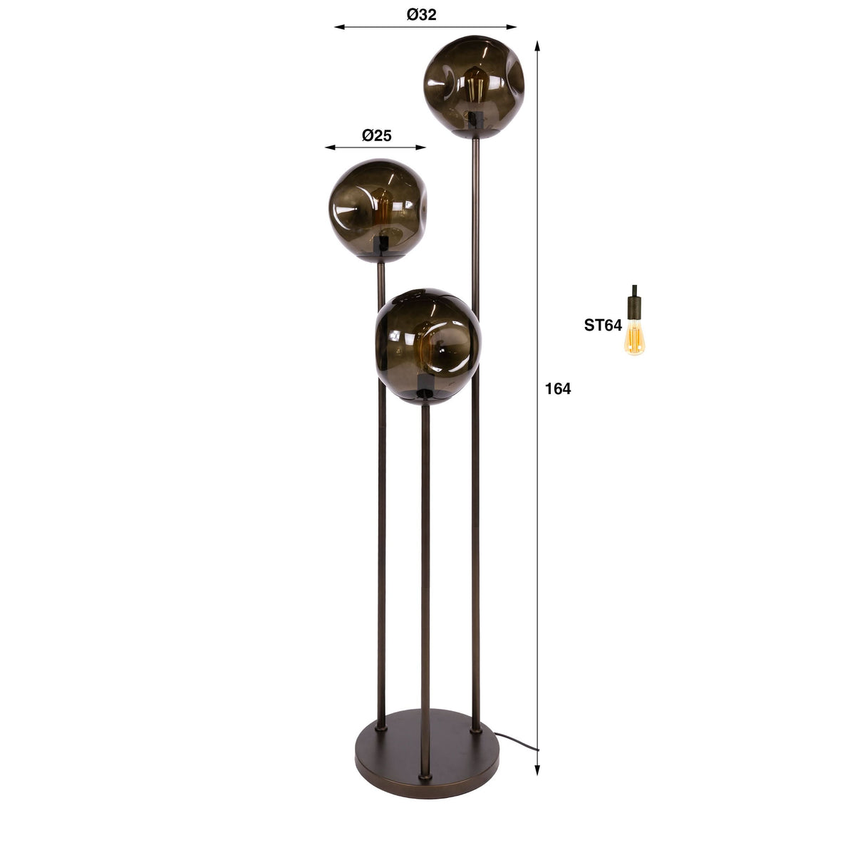Stehlampe 3-flammig gestuft, Glas – Sienna-Braun – Bild 5