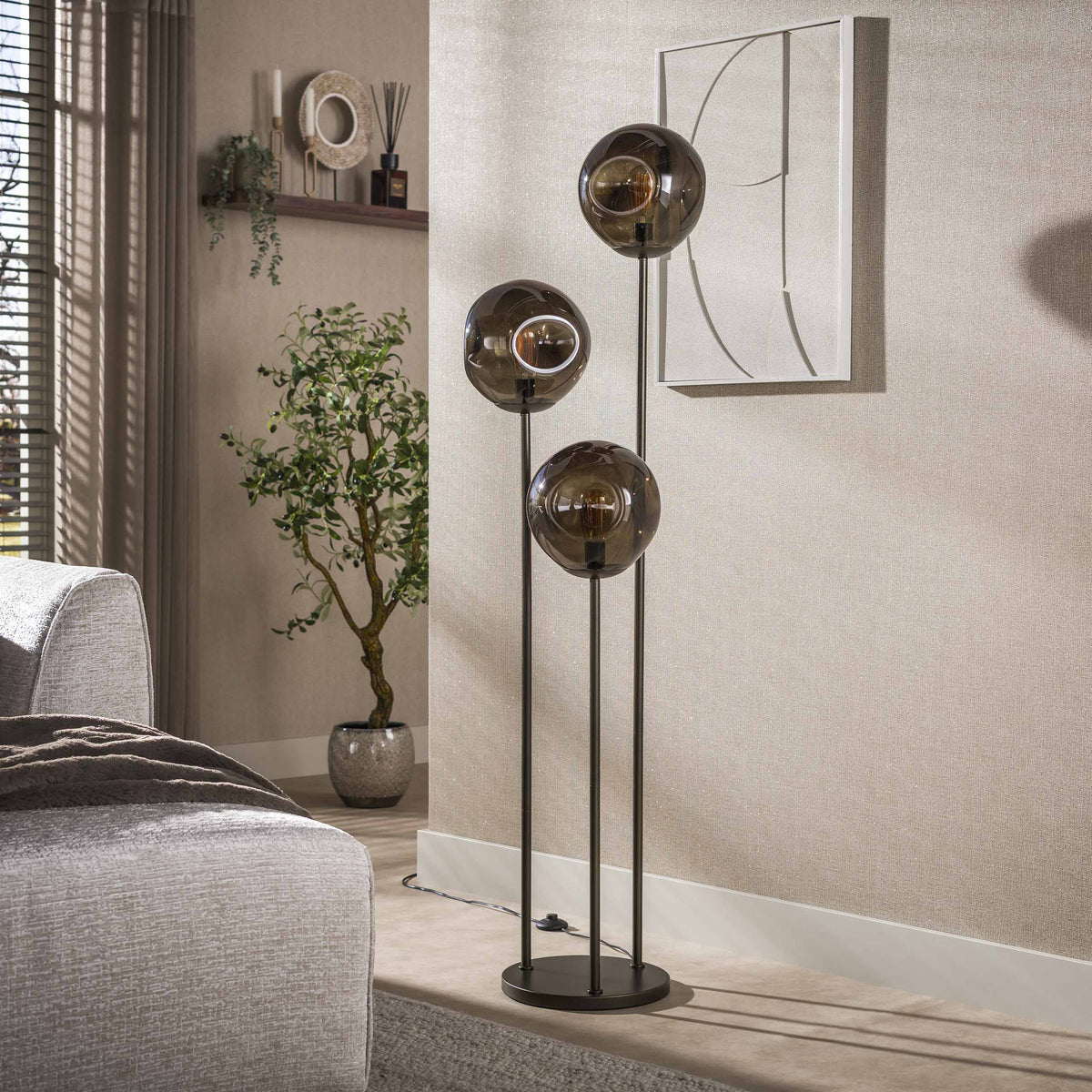 Stehlampe 3-flammig gestuft, Glas – Sienna-Braun – Bild 2