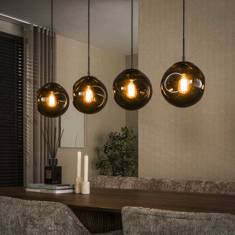 Hängelampe 4-flammig, Glas – Sienna-Braun
