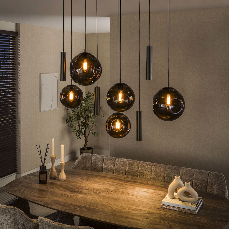 Hängelampe 9-flammig, 133 cm breit – Sienna-Braun