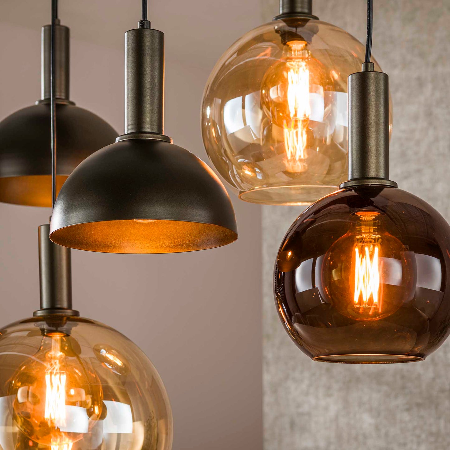 Hängelampe Cluster 4+3-light / Sienna brown