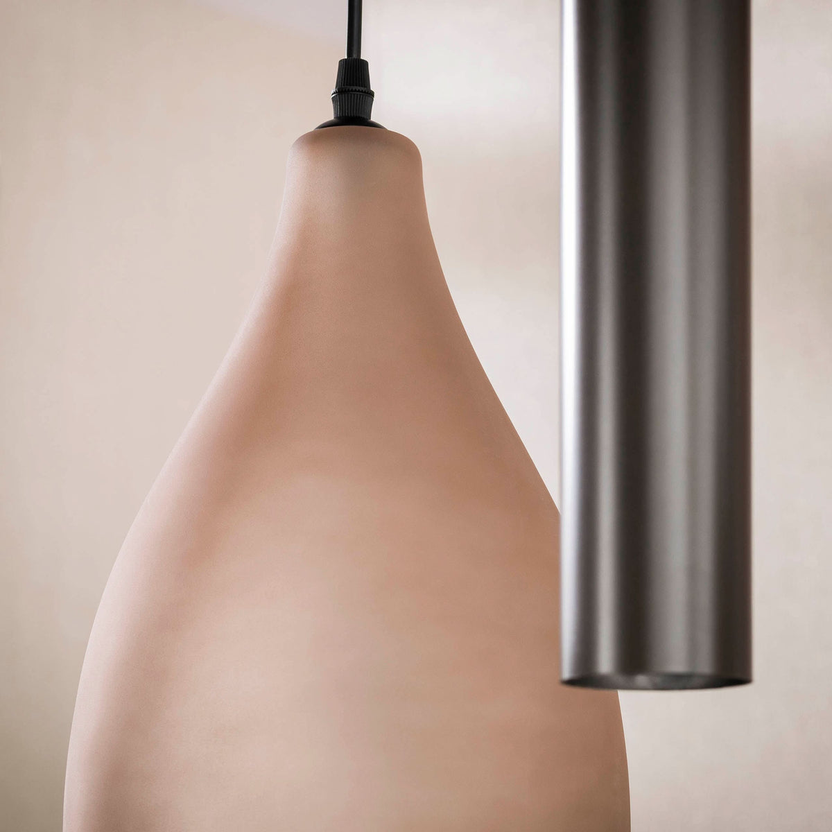 Hängelampe 7-flammig, 105 cm breit – Sienna-Braun / Milchglas – Bild 3