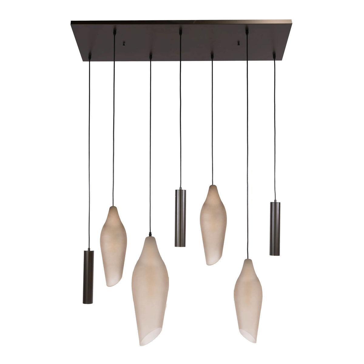 Hängelampe 7-flammig, 105 cm breit – Sienna-Braun / Milchglas – Bild 4