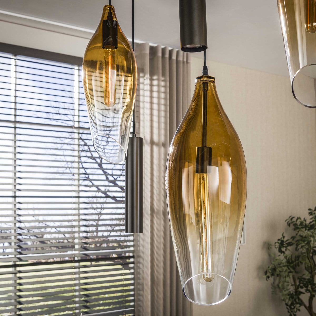 Hängelampe 7-flammig – Sienna-Braun / Rauchglas – Bild 4