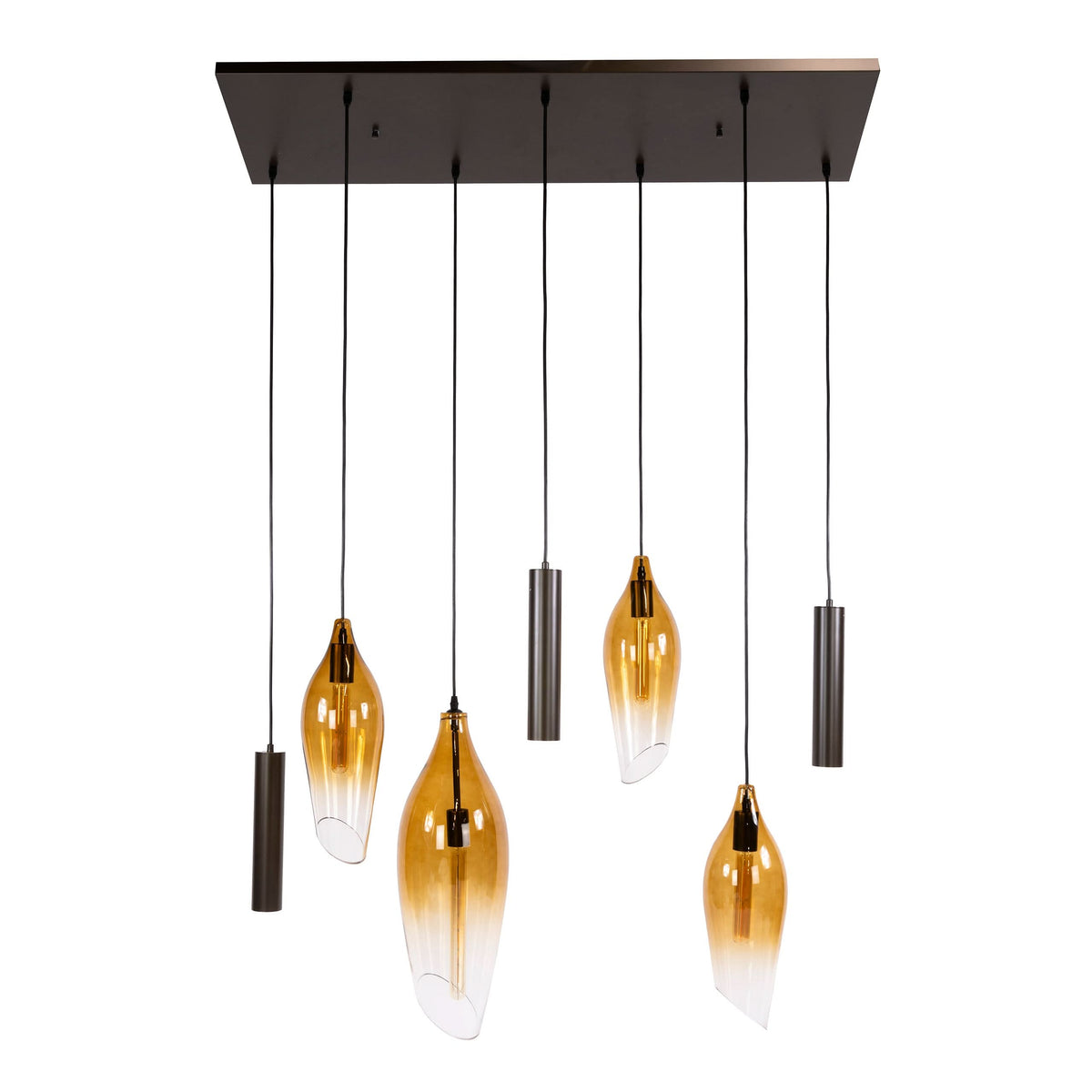 Hängelampe 7-flammig – Sienna-Braun / Rauchglas – Bild 5