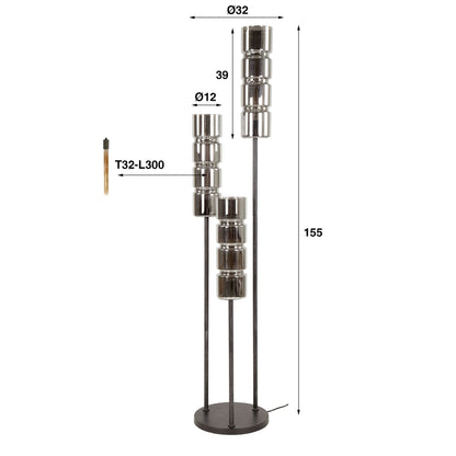 Stehlampe 3L gestuft cylinder glass