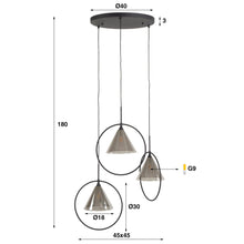 Hängelampe 3L ring gestuft Kegelkappe (G9)