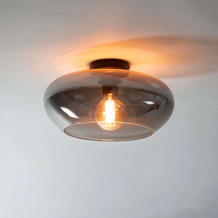Deckenleuchte 1-flammig, Glas – Rauchglas grau