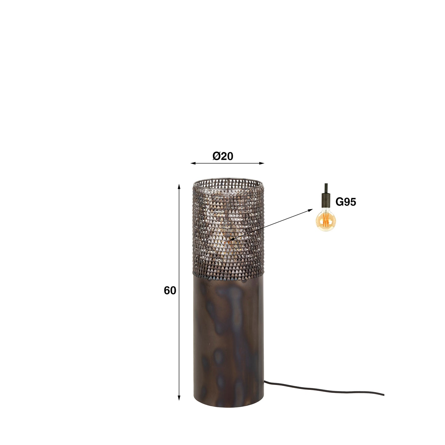 Stehlampe Ø20 Zylinder 60 cm