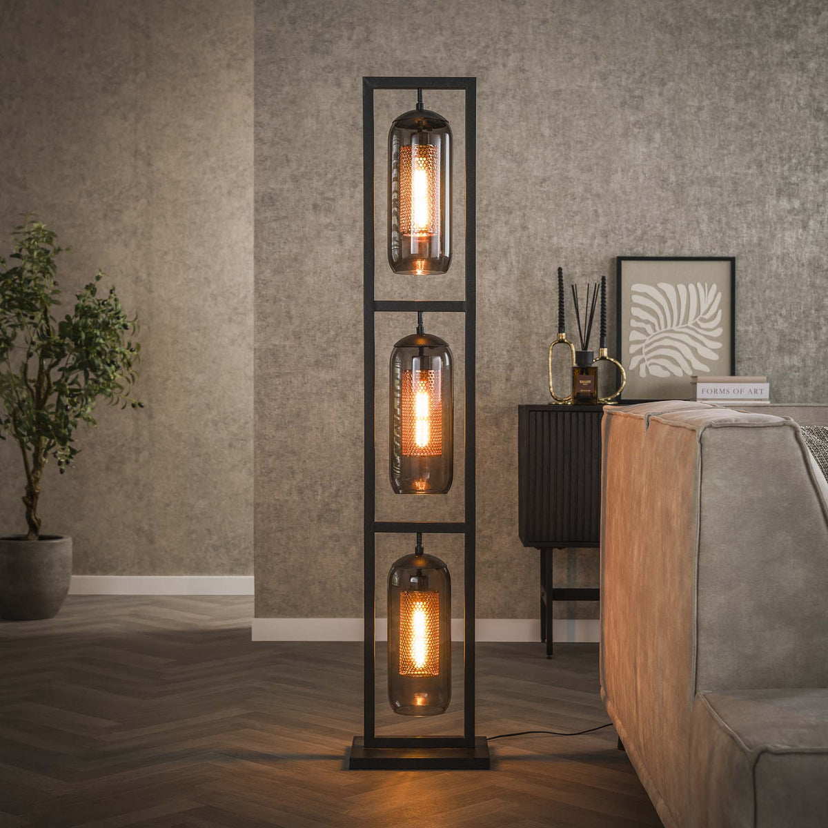 Stehlampe 3L turm smoke Glas von Sofa4You